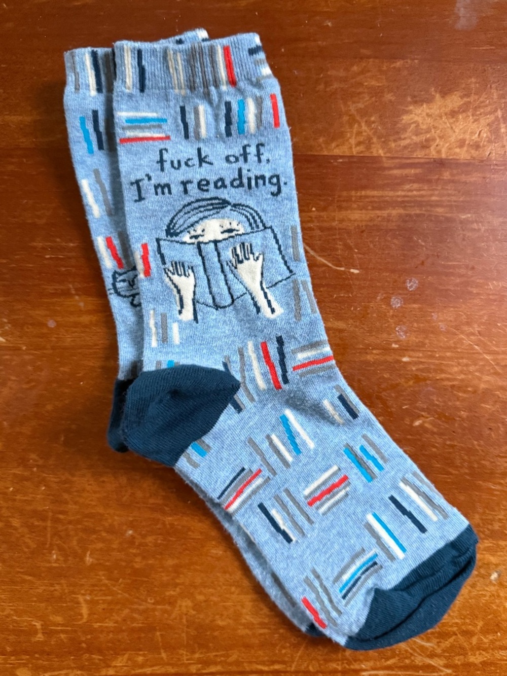 NWoT Blue Q Women's Socks - F**k Off, I’m Reading Blue Novelty Profanity Funny